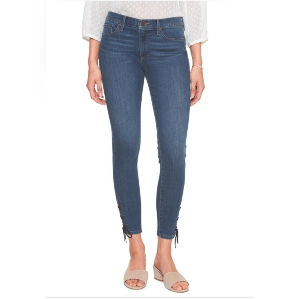 Banana Republic Medium Wash Skinny Jeans With Side Ankle Tie | Women's S…